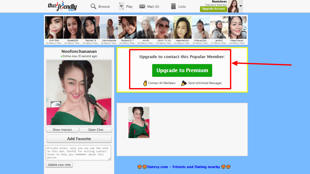 Upgrade Profile to join popular member - thaifriendly website
