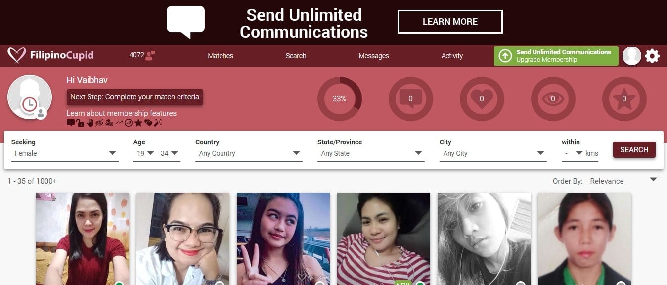 FilipinoCupid- Complete your match dashboard