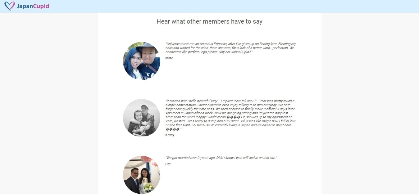 JapanCupid.com - members testimonial